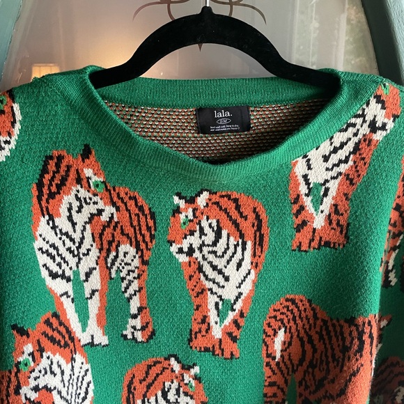 Dressed In Lala Green Tiger Print Sweater - Picture 2 of 8